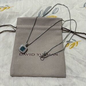 David Yurman Sterling Silver Blue Topaz And Pavé Diamonds Necklace